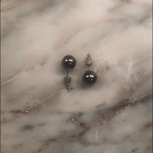 Large double design faux pearl stud earrings